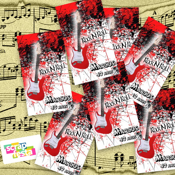 Adesivo Personalizado Retangular Tubete 4x7 Rock'n Roll