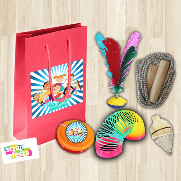 Kit Sacola Personalizada com Brinquedos Dia das Crianças