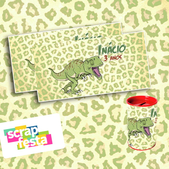 Rótulo Adesivo Personalizado para Cofrinho Dinossauro