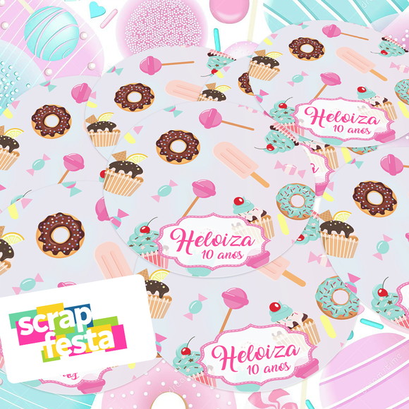 Adesivo 5 cm Redondo Personalizado Confeitaria