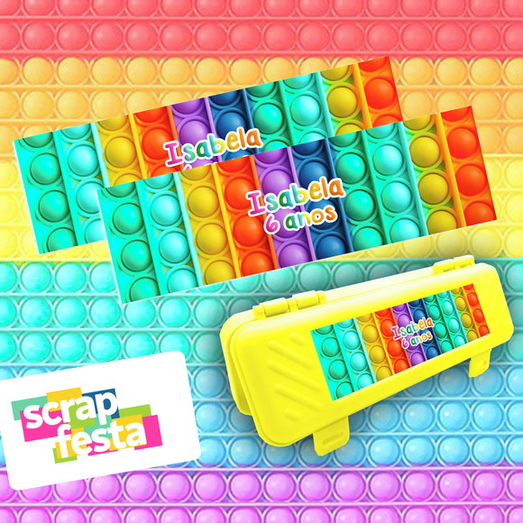 Estojo Escolar Personalizado Festa Pop It