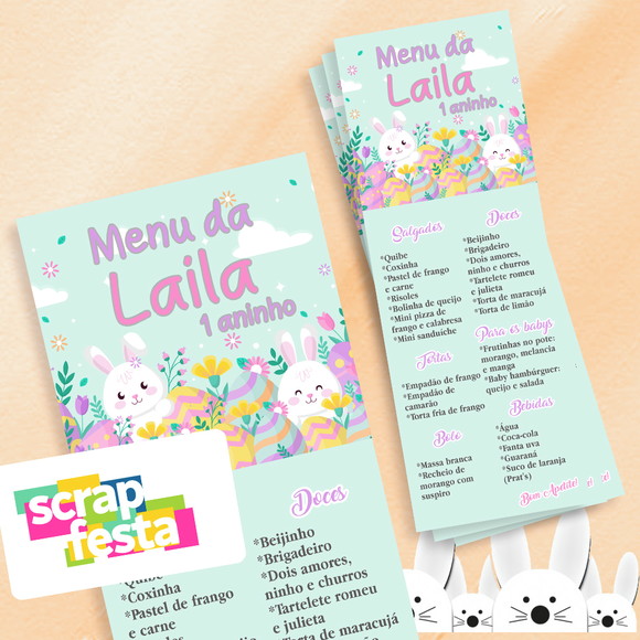 Menu Cardápio Personalizado Festa Páscoa