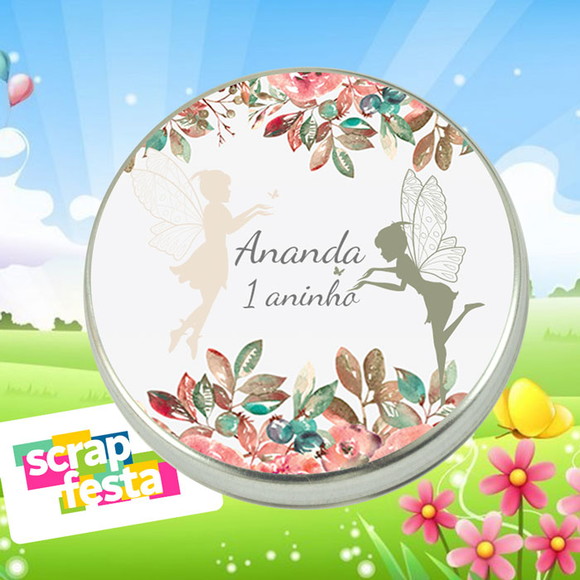 Latinha Personalizada Jardim das Fadas Aquarela