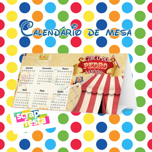 Calendário de Mesa Festa Circo Vintage