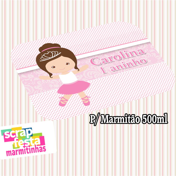 Tampa Personalizada Para Marmitinha 500ml Bailarina