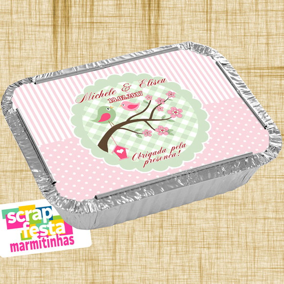 Marmitinha Personalizada Festa De Casamento Passarinho