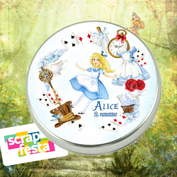 Latinha Personalizada Alice No País Das Maravilhas Aquarela