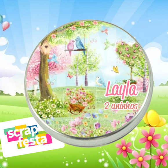 Latinha Personalizada Jardim Encantado Borboleta Aquarela