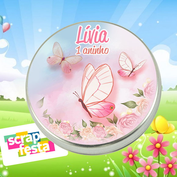 Latinha Personalizada Jardim Encantado Borboleta Aquarela