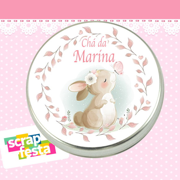 Latinha Personalizada Chá De Bebê Menina Coelho Cute