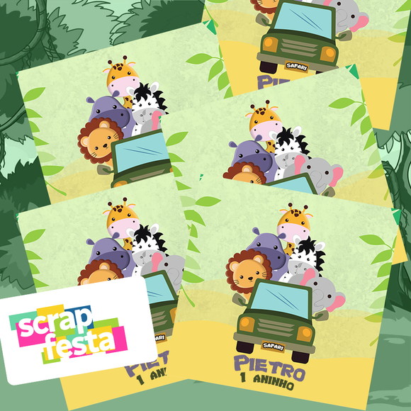 Adesivo Personalizado Quadrado 5x5 Safari