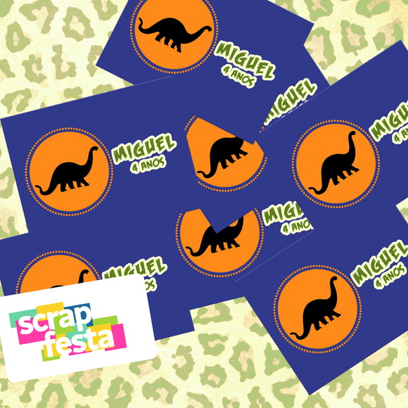 Adesivo Personalizado Retangular Festa Dinossauro