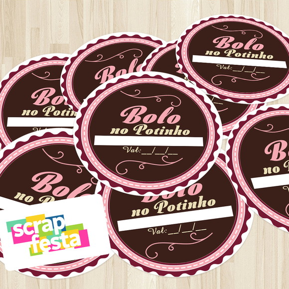 Adesivo Redondo Personalizados Bolo de Pote