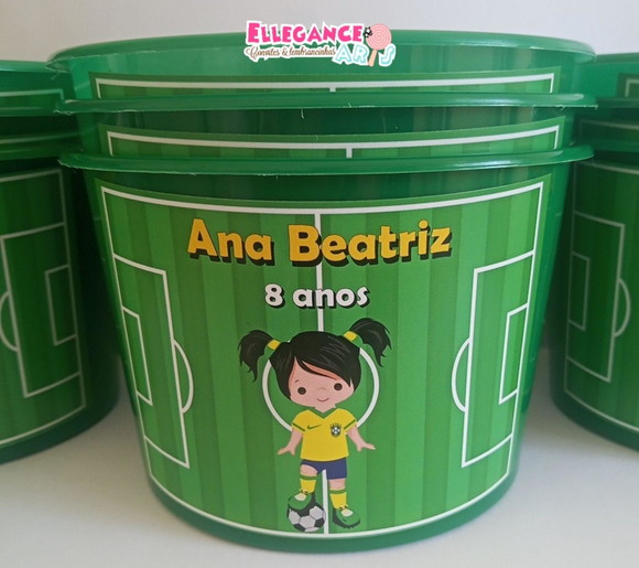 Balde de Pipoca Futebol Menina