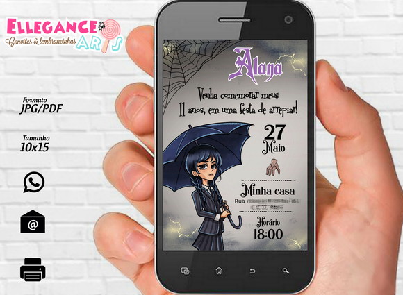 Convite Digital Wandinha / Família Addams