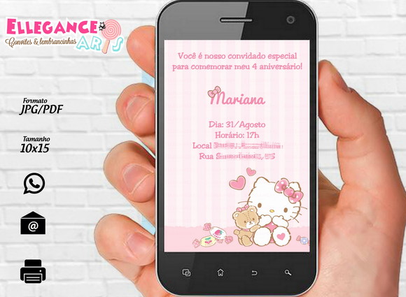 Convite Digital Hello Kitty