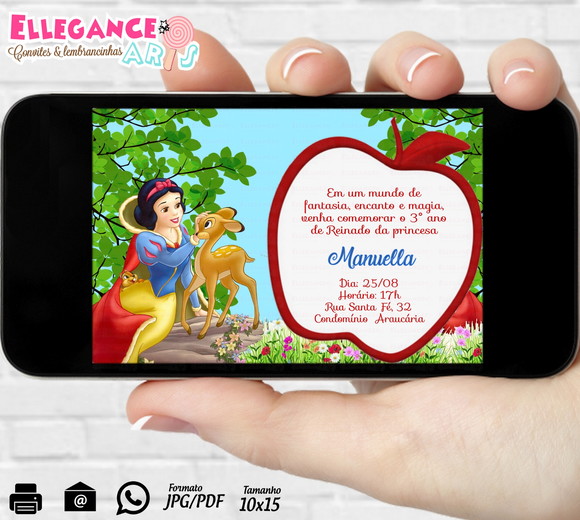 Convite Digital Branca de Neve