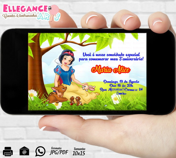 Convite Digital Branca de Neve
