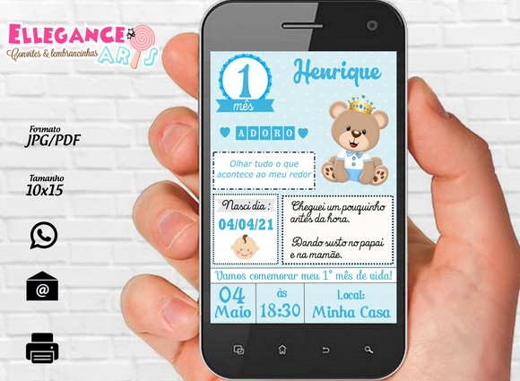 Convite Digital Urso Príncipe