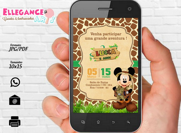 Convite Digital Safari do Mickey