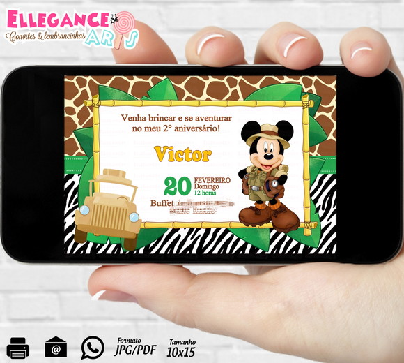 Convite Digital Mickey Safari