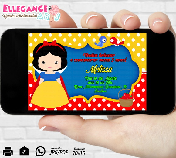 Convite Digital Branca de Neve