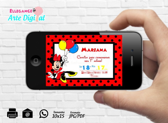 Convite Digital Minnie Vermelha