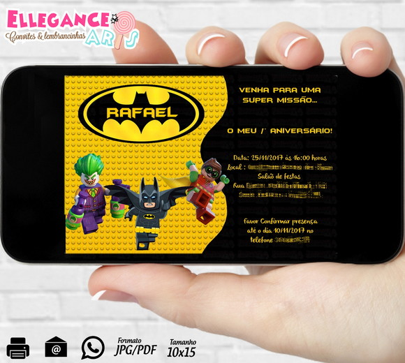 Convite Digital Batman Lego