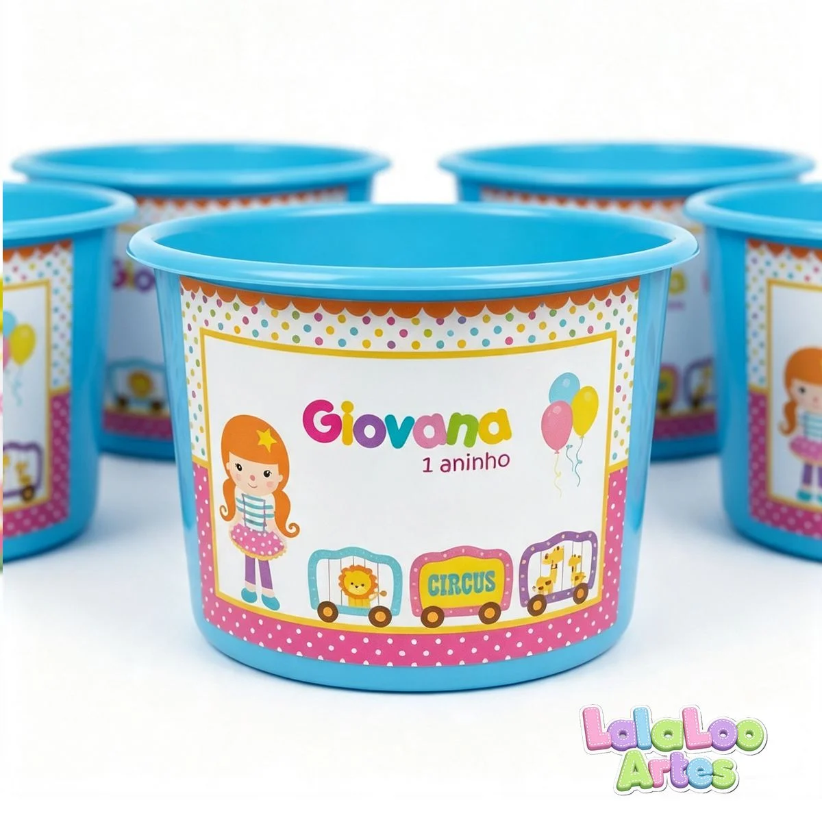 Balde De Pipoca Circo Menina Personalizado - Imagem 3