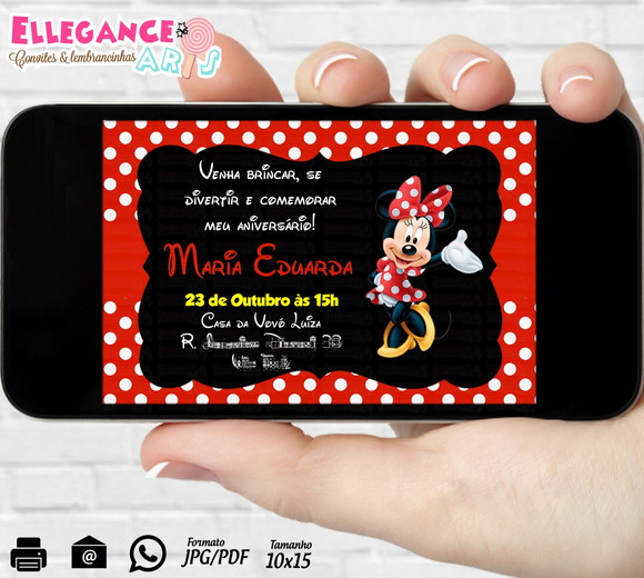 Convite Digital Minnie Vermelha