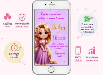 Convite Digital Rapunzel Enrolados