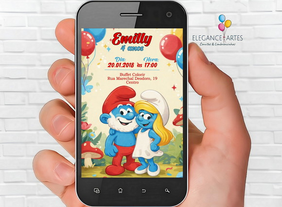 Convite Digital Smurfs