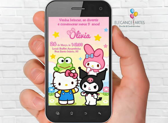 Convite Digital Hello Kitty