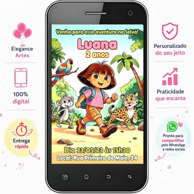 Convite Digital Dora Aventureira