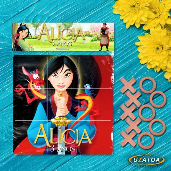 Jogo da Velha Personalizado em MDF - Mulan