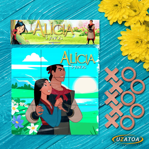 Jogo da Velha Personalizado em MDF - Mulan