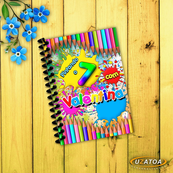 Caderninho com Capa e Folhas Personalizadas - Pintando o Sete