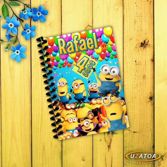 Caderninho com Capa e Folhas Personalizadas - Minions