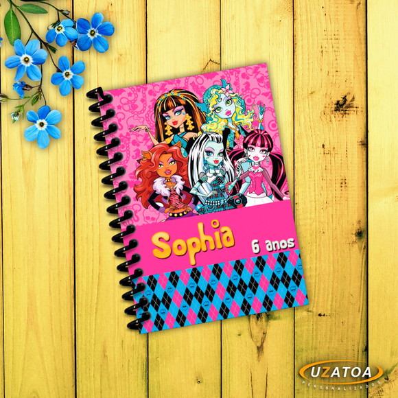 Caderninho com Capa e Folhas Personalizadas - Monster High