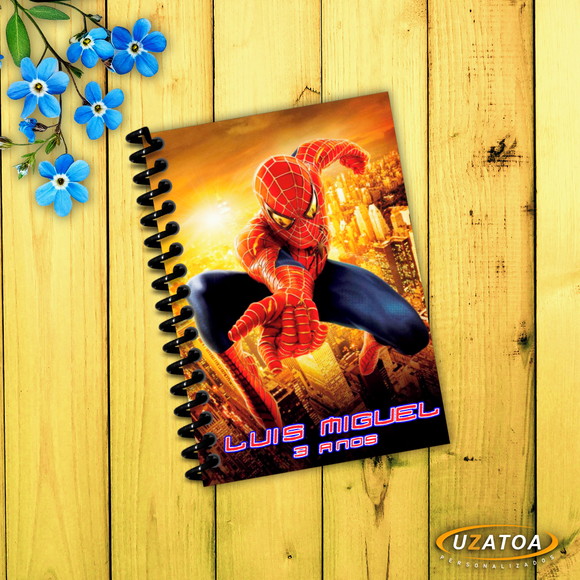 Caderninho com Capa e Folhas Personalizadas - Homem Aranha