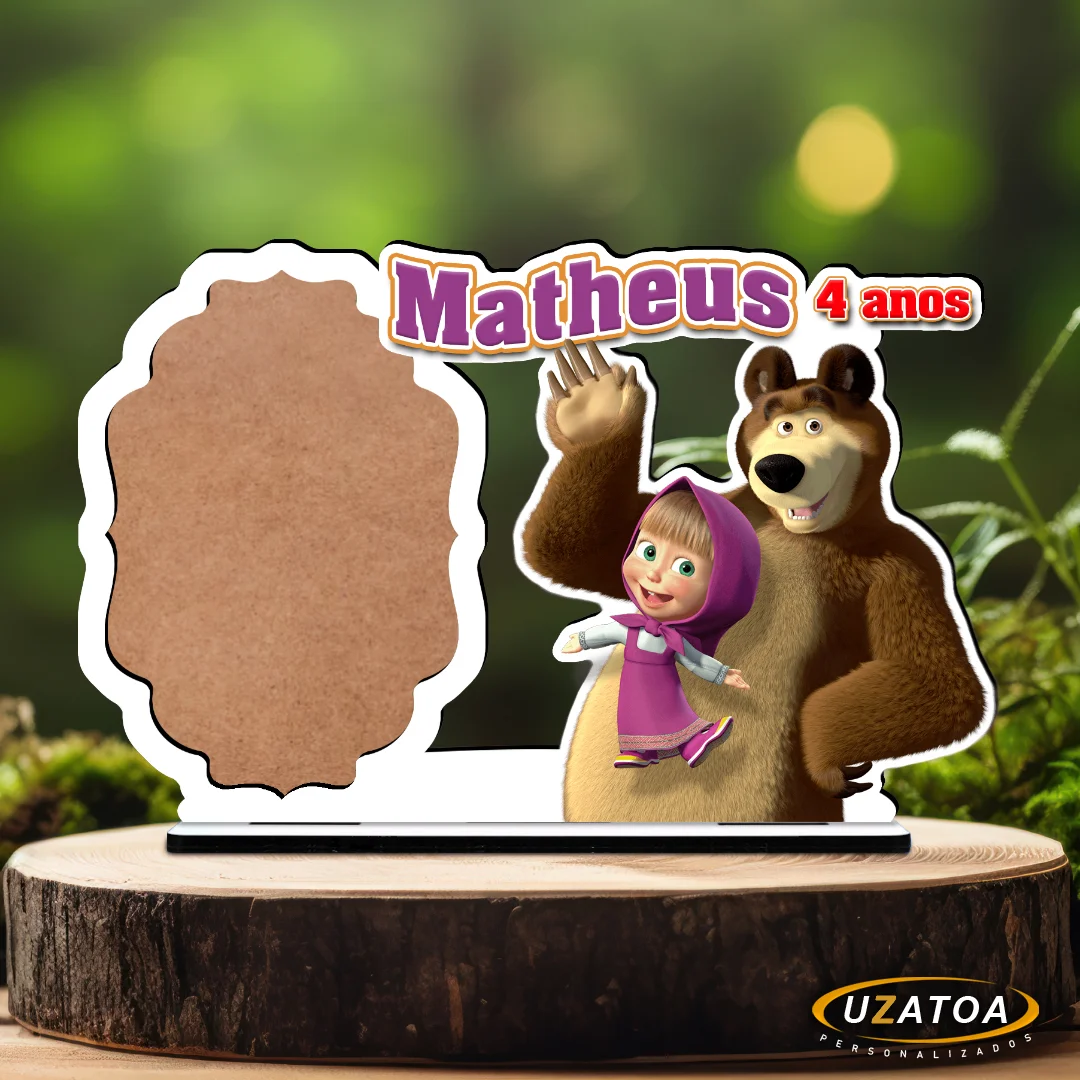 Lembrancinha Porta-retratos Personalizado em MDF - Masha e o Urso - Imagem 3