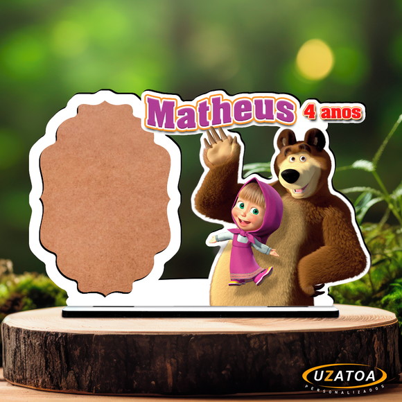 Lembrancinha Porta-retratos Personalizado em MDF - Masha e o Urso