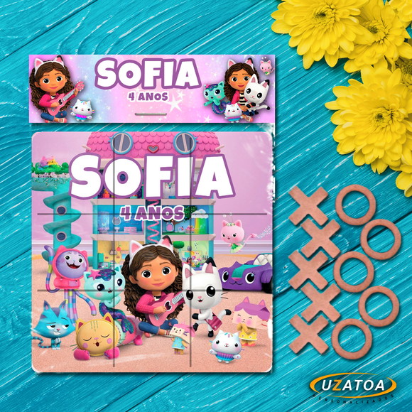 Jogo da Velha Personalizado em MDF - A Casa Mágica da Gabby