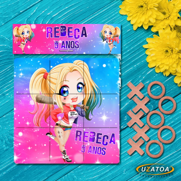 Jogo da Velha Personalizado em MDF - Arlequina