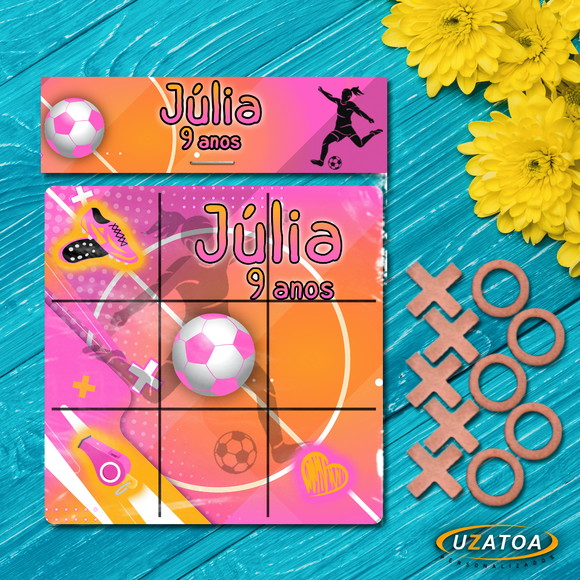 Jogo da Velha Personalizado em MDF - Futebol Menina