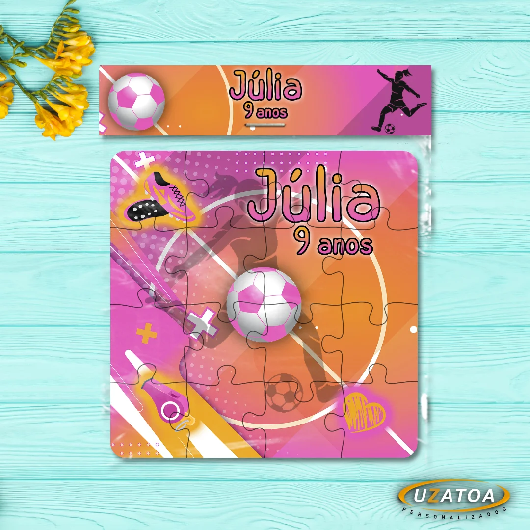 Quebra-cabeça Personalizado em MDF - Futebol Menina - Imagem 2