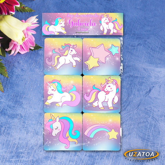 Jogo da Memória Personalizado em MDF - Unicórnio