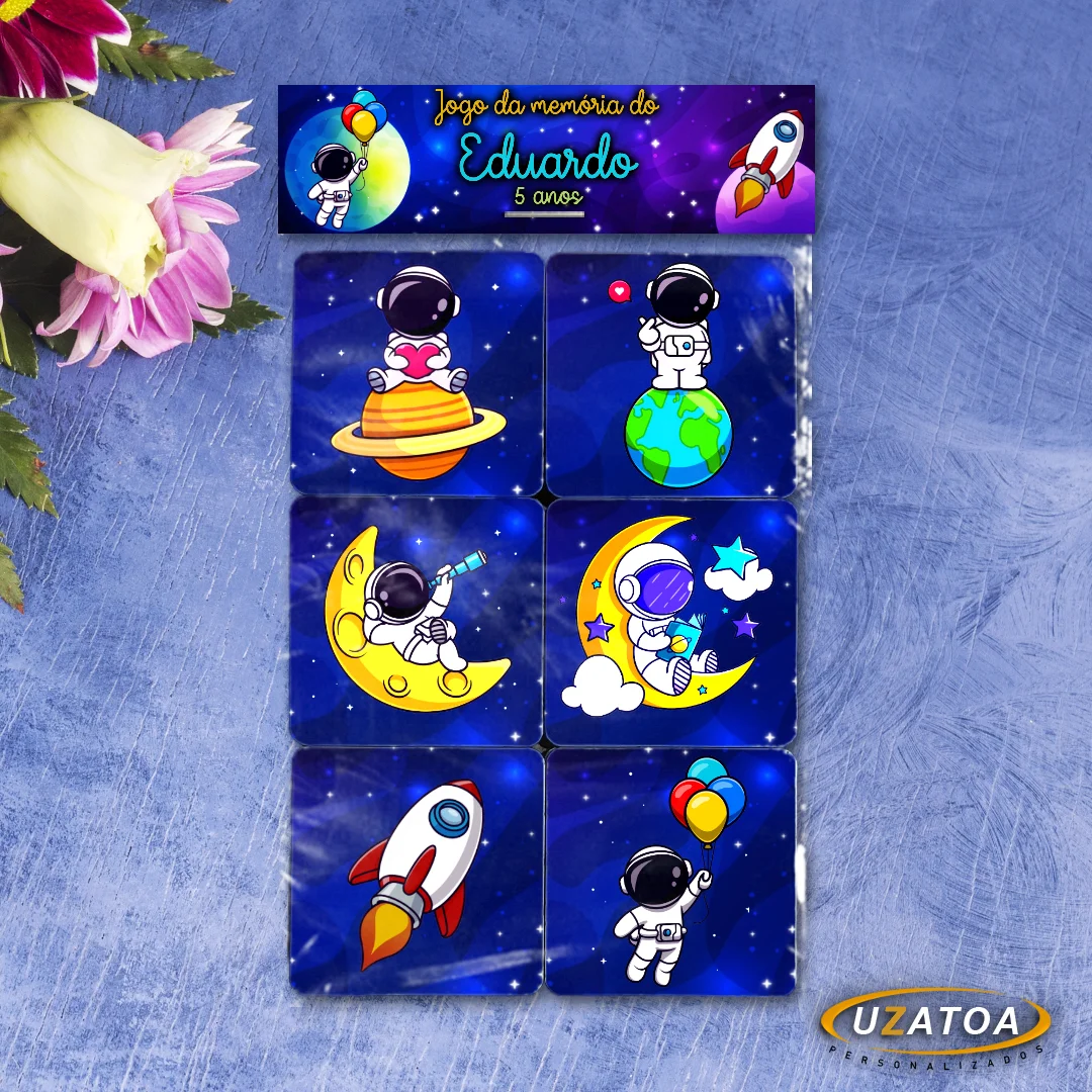 Jogo da Memória Personalizado em MDF - Astronauta - Imagem 3