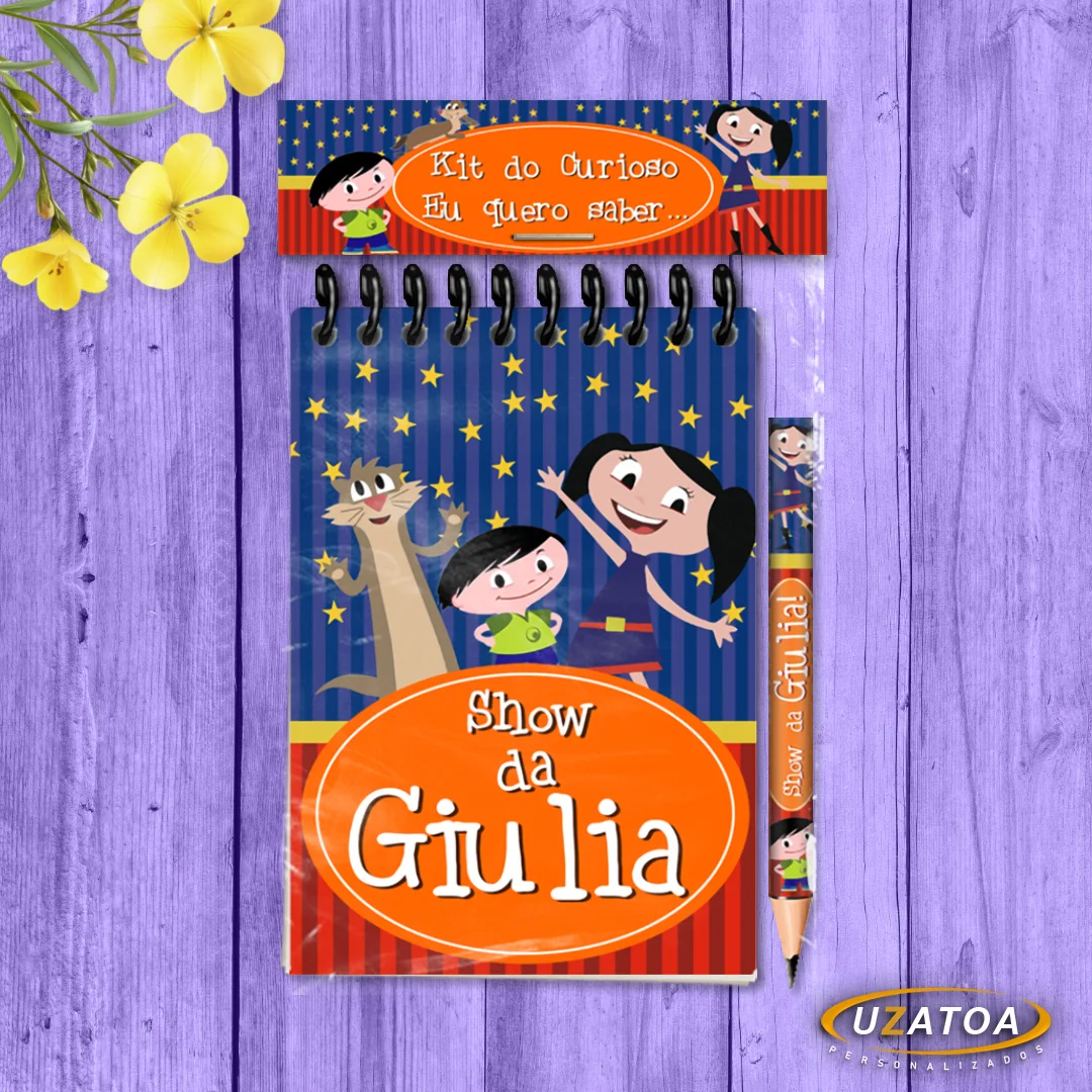Bloco Personalizado com Lapela e Mini Lápis - Show da Luna