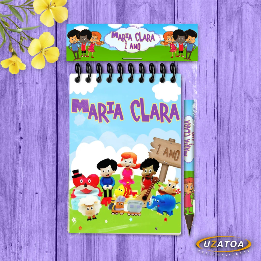Bloco Personalizado com Lapela e Mini Lápis - 3 Palavrinhas
